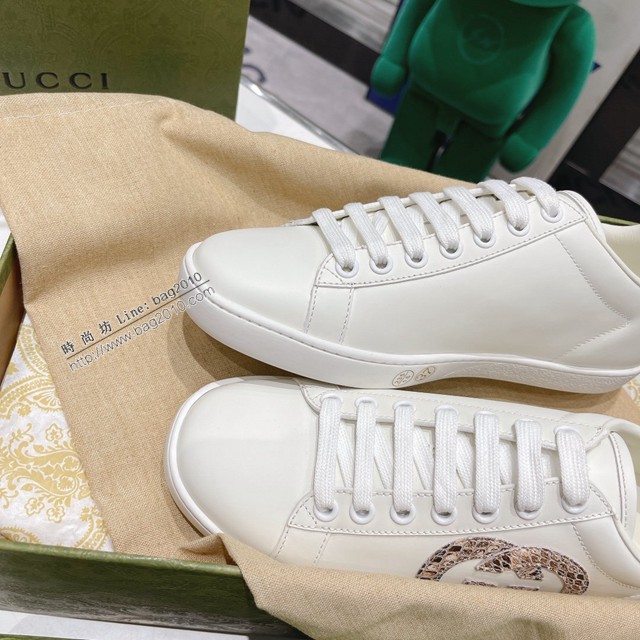 gucci頂級原版低幫鞋 古馳萬年經典情侶款小白鞋 男女款休閒板鞋 dx2761